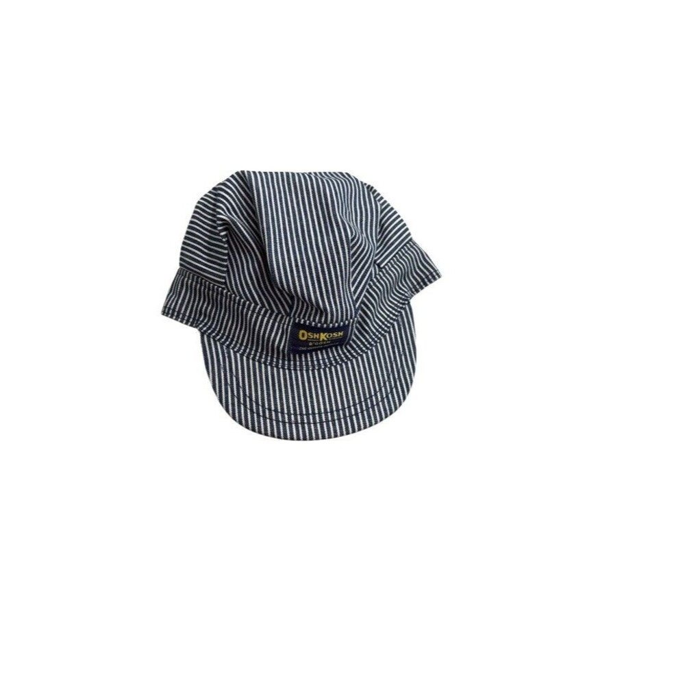 VTG OshKosh B'Gosh Railroad Train Hickory Stripe Engineer Denim SnapBack Hat USA